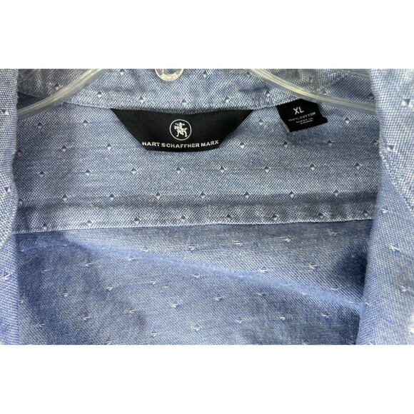 Hart Schaffner Marx Men’s Blue Long Sleeve Diamond Button Down Shirt Size XL - Picture 6 of 6